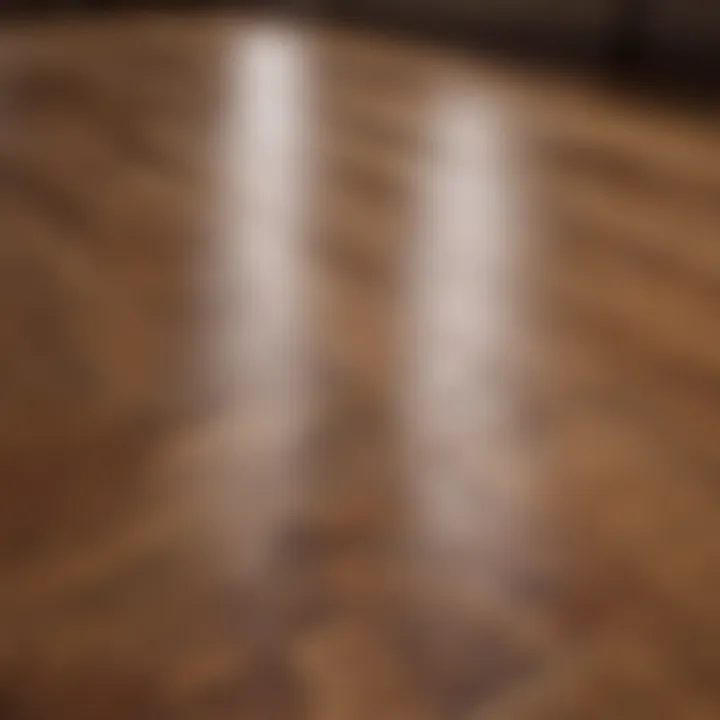 Glossy hardwood floor after thorough cleaning, showcasing its texture