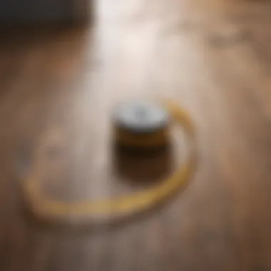 Measuring tape placed on a bedroom floor