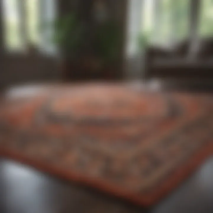 A beautifully patterned large rug on a clean hardwood floor