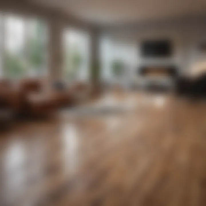 A well-maintained living room with shiny laminate flooring