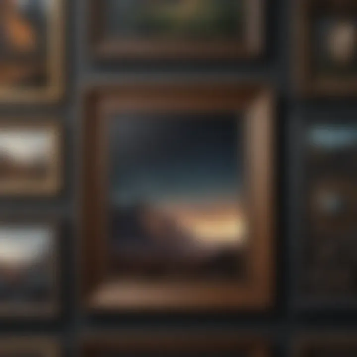 Close-up of different frame styles showcasing texture and color variety