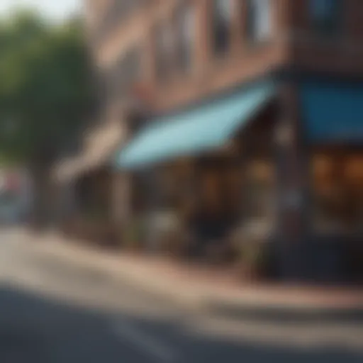 Vibrant street scene in a Washington DC neighborhood showcasing local shops and cafes