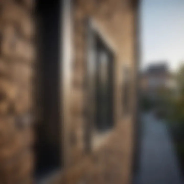 Close-up of unique architectural features in Auraria residential buildings.