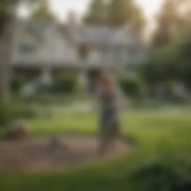 Children playing in a local park surrounded by beautiful homes