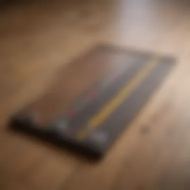 Measuring tape laid out on a wooden floor