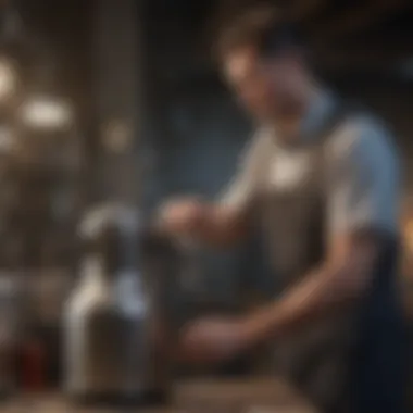 Maintenance Check for Percolator Person inspecting a percolator for maintenance