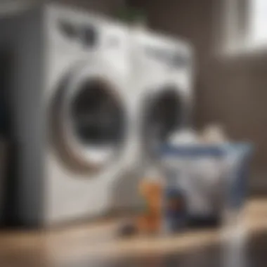 Cleaning Supplies for Washing Machine Maintenance Bottle of vinegar and baking soda for cleaning a washing machine