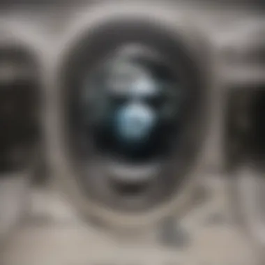 Residue Buildup in Washing Machine Drum Close-up of a top loader washing machine drum showing residue buildup