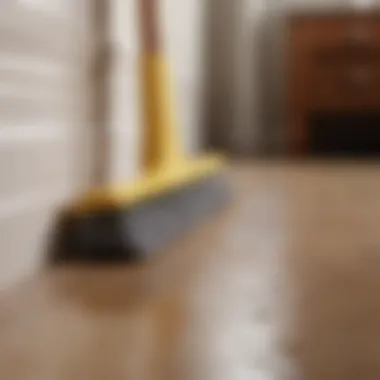 Cleaning tools arranged for baseboard maintenance