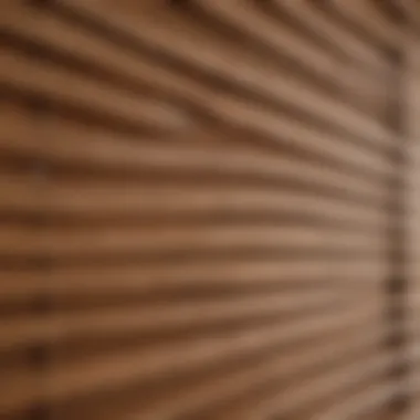 Close-up of faux wood blinds showcasing their texture