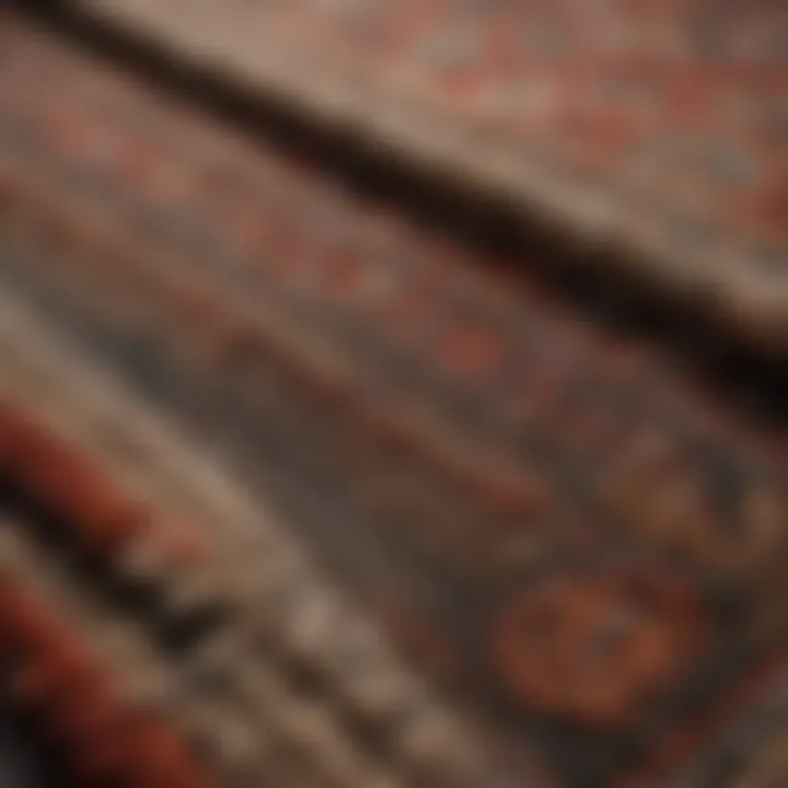 Close-up of a high pile rug showcasing intricate textures