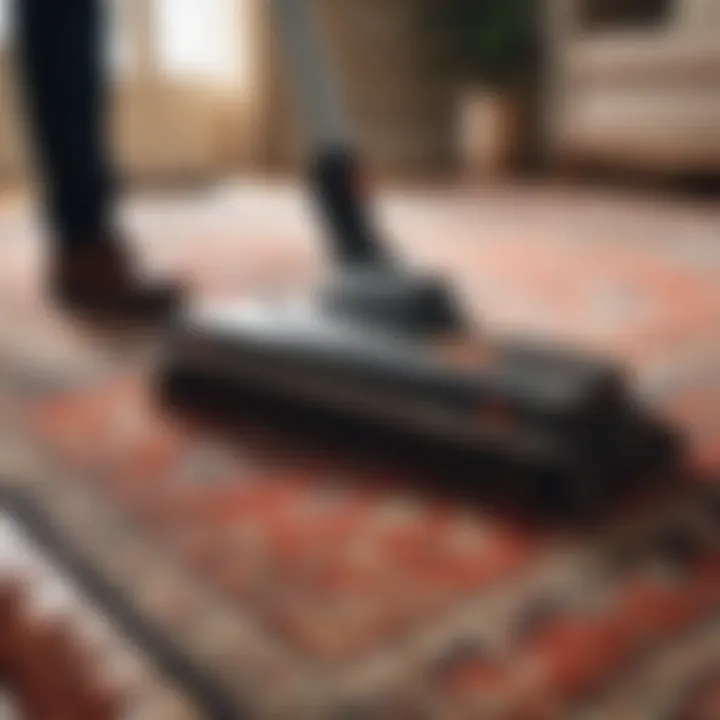 Routine maintenance of a Safavieh rug with a vacuum cleaner