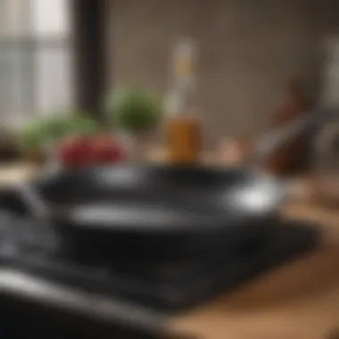 The Shine of Properly Maintained Cast Iron A glistening seasoned cast iron pan showcasing its natural non-stick surface