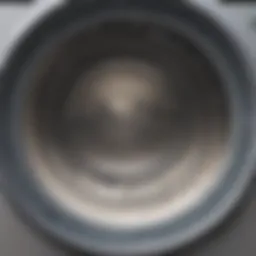 Close-up of washing machine drum showing residue buildup