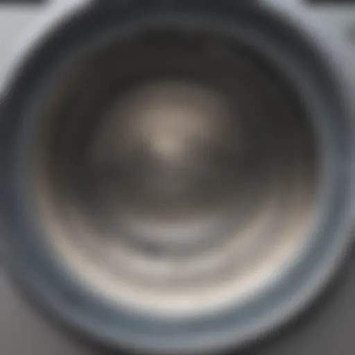 Close-up of washing machine drum showing residue buildup