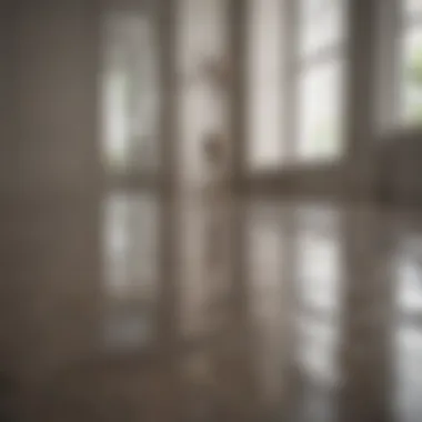 A gleaming floor with a fresh sheen, reflecting the cleanliness of the entire room