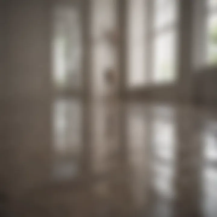 A gleaming floor with a fresh sheen, reflecting the cleanliness of the entire room