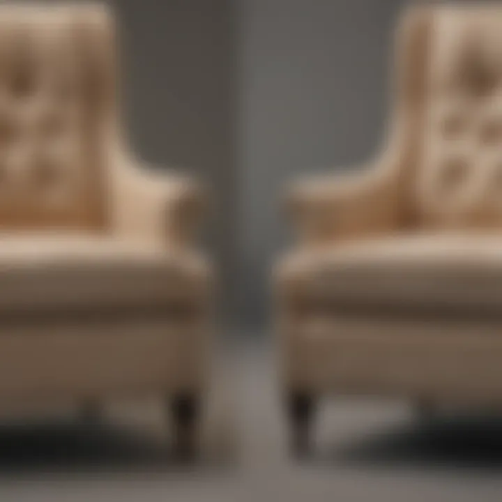 Before and after comparison of a cleaned upholstered chair