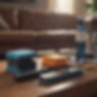 Essential Cleaning Tools for Couch Maintenance Sleek cleaning tools arranged aesthetically