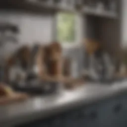 Clean kitchen countertop displaying organized utensils