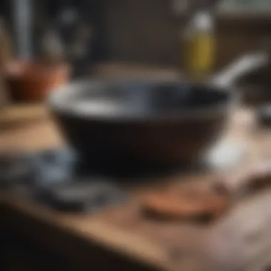 A variety of cleaning tools suitable for cast iron care