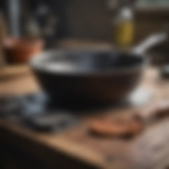 A variety of cleaning tools suitable for cast iron care
