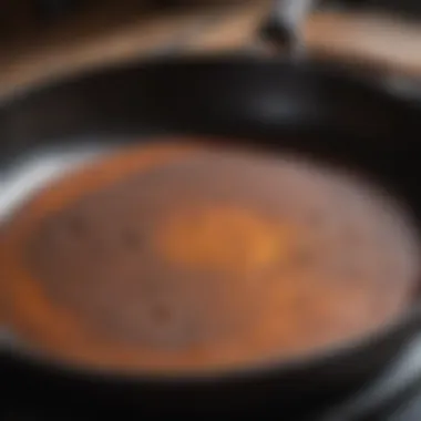 Understanding Rust on Cast Iron A close-up view of rust on a cast iron skillet