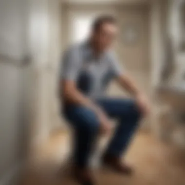 A professional plumber inspecting a toilet, representing the option of seeking expert help.