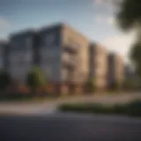 Contemporary view of Crestmoor Apartments showcasing unique architectural design