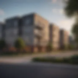 Contemporary view of Crestmoor Apartments showcasing unique architectural design