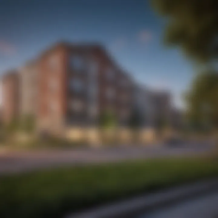 Vibrant neighborhood surrounding Crestmoor Apartments with parks and shops