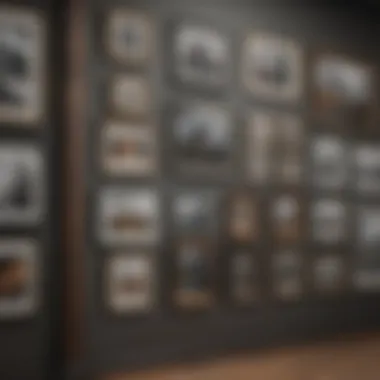 A close-up of a well-structured gallery wall arrangement