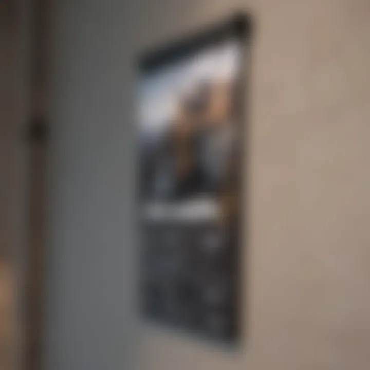 A measurement guide for picture hanging heights against a wall.