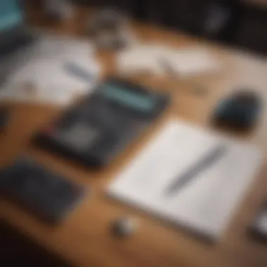 A calculator and notepad on a desk, symbolizing calculations for square footage.
