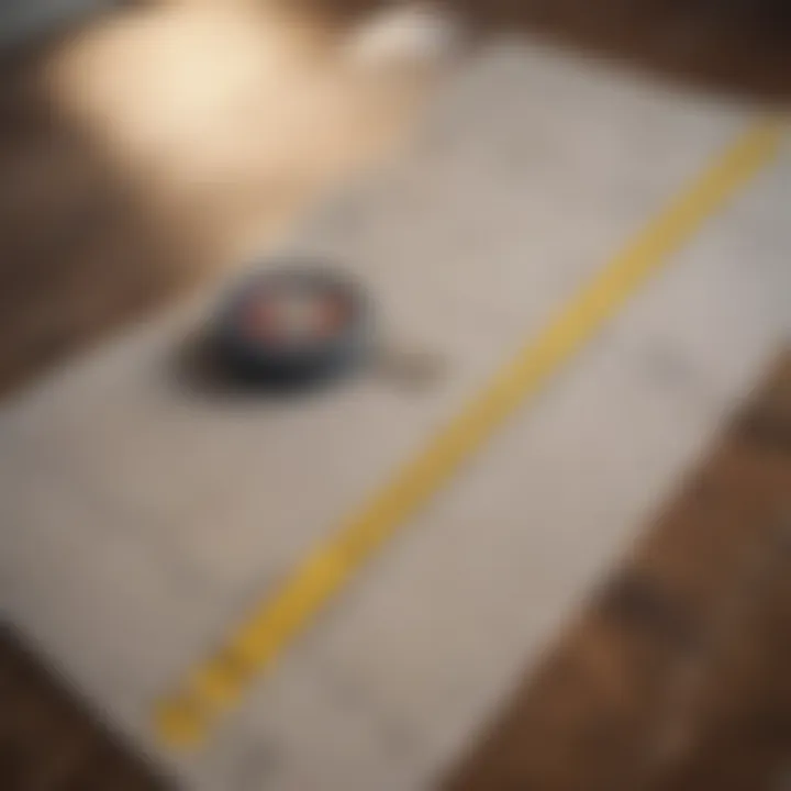 A detailed measuring tape laid out on a floor plan, indicating precise measurements.