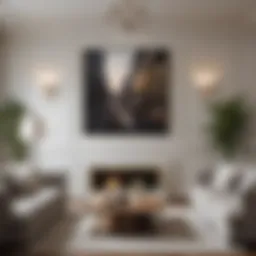 An elegant living room showcasing art at eye level