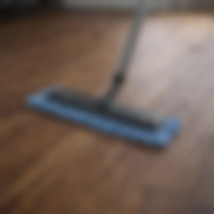 Microfiber mop on a fake wood floor