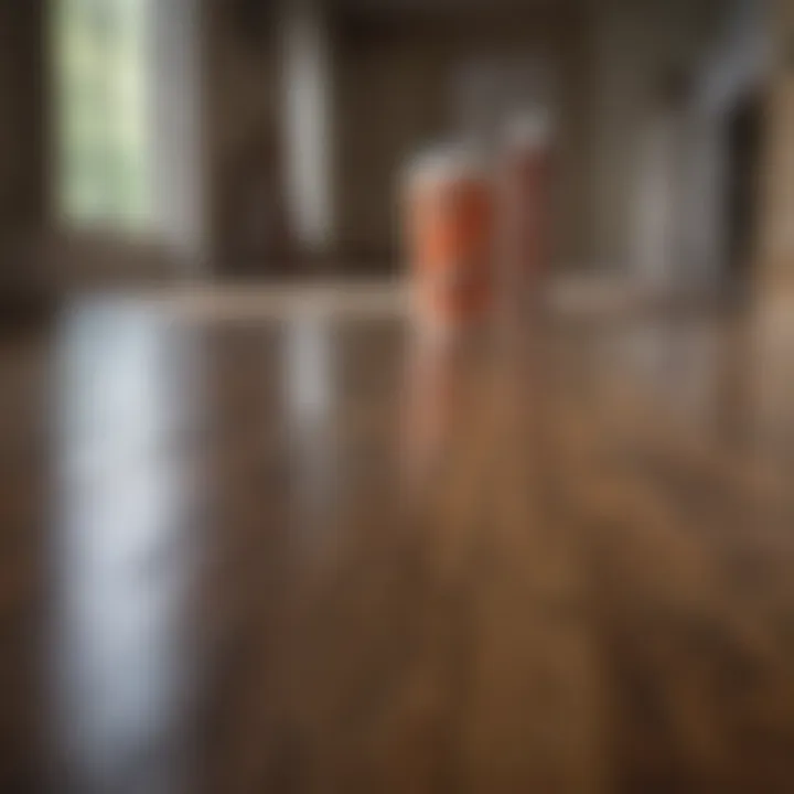 Essential cleaning supplies arranged neatly for faux wood floor care