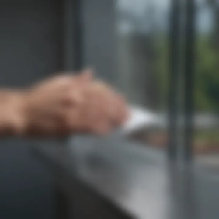 A close-up of a microfiber cloth gliding over a glass surface