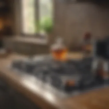 Cleaning Agents for the Stove Various cleaning agents on a kitchen counter