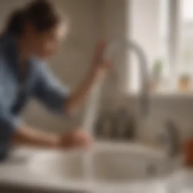 Using Hot Water to Dissolve Clogs A person pouring boiling water into a sink drain