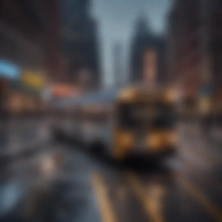 An illustration of various public transportation options in New York