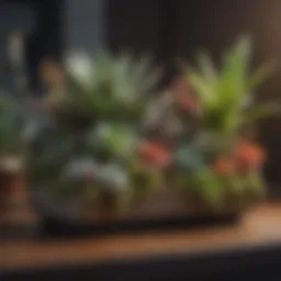 A vibrant collection of indoor succulents arranged on a stylish shelf