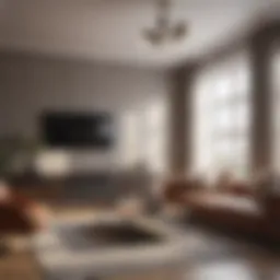 Stylish apartment living room with modern furniture