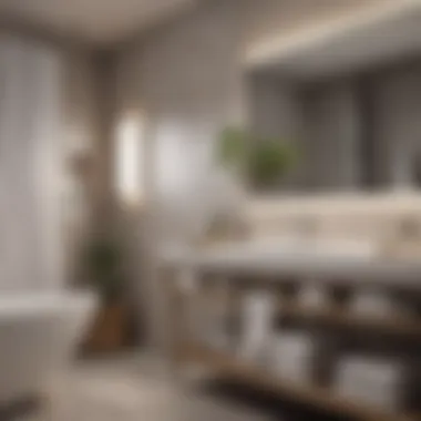 An Inviting Bathroom Setup Organized bathroom essentials like towels and toiletries