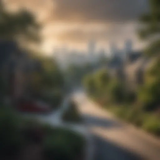 A scenic view of a vibrant Atlanta neighborhood showcasing urban architecture and greenery