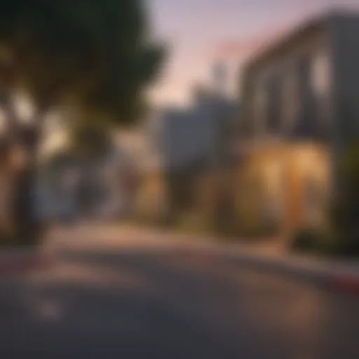 Vibrant street view of a Los Angeles neighborhood showcasing affordable apartments