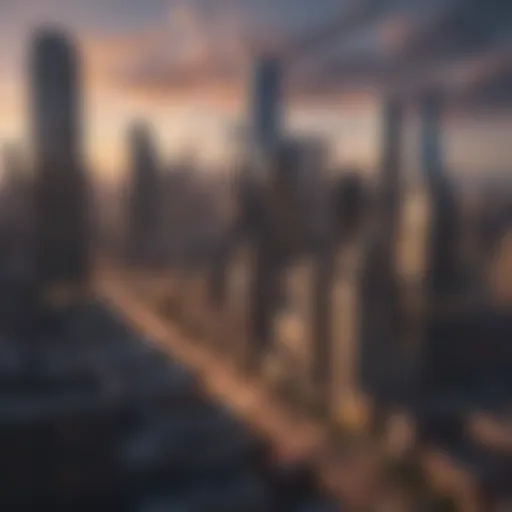 A skyline view of an affordable city representing economic opportunities