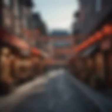 Bustling street scene in Chinatown with shops and eateries