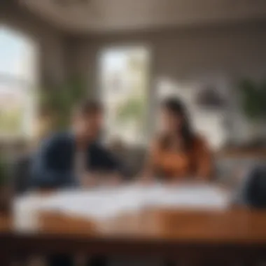 A couple reviewing rental agreements in an office